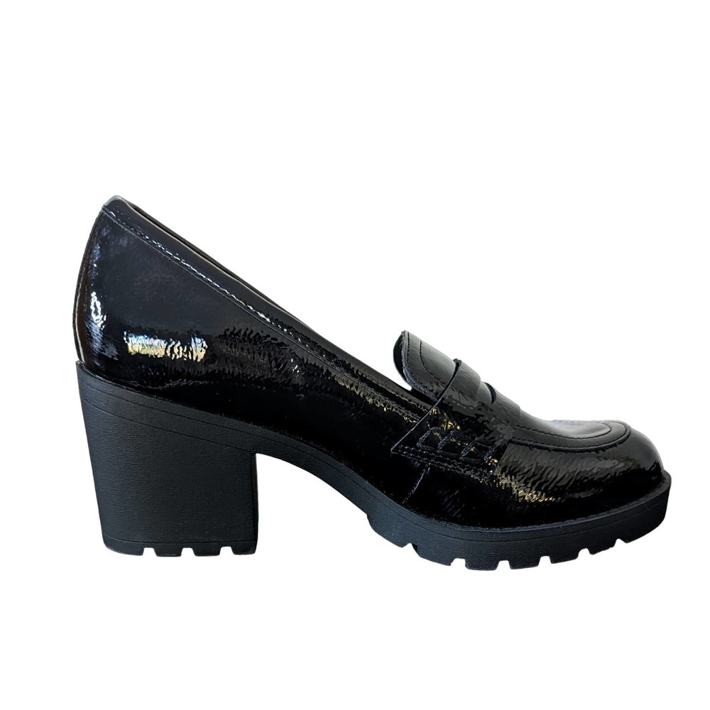 X APPEAL Amara Chunky Heel Oxford Loafer Lug Sole Patent Leather Black 7.5 - Picture 6 of 10